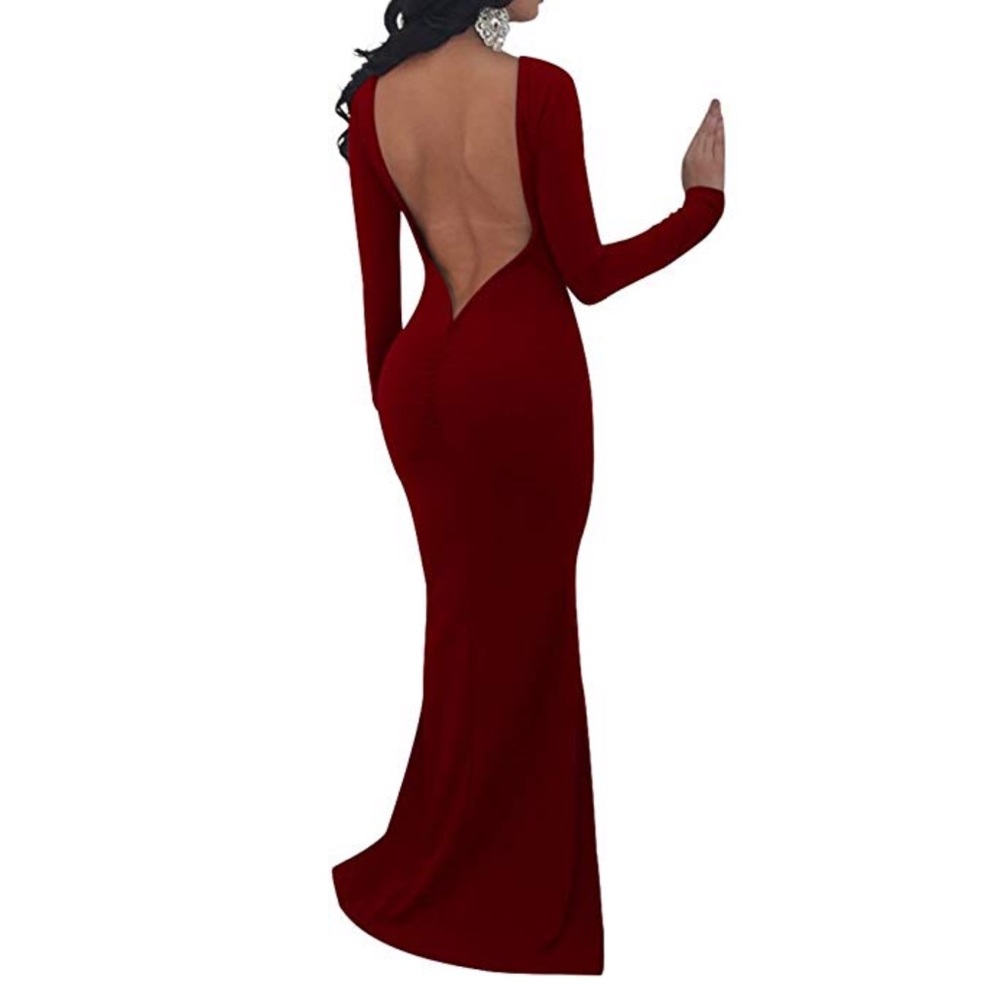 Backless red dress
